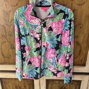 Lilly Pulitzer Pink and Green Floral Popover Jacket